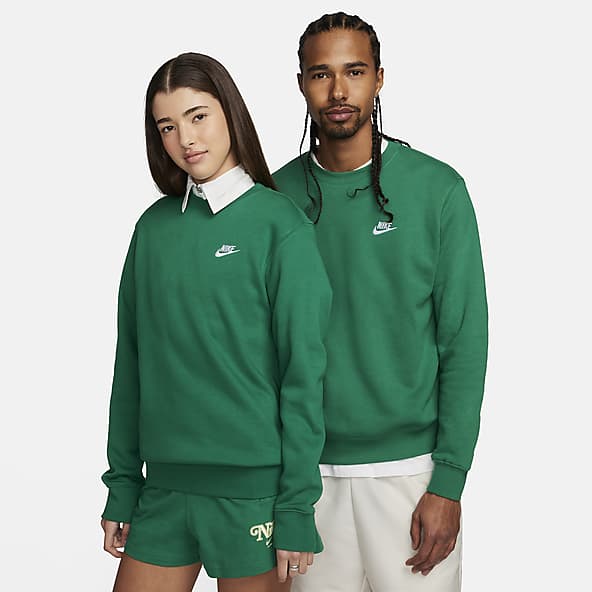 Unisex Green Crew Neck Club Fleece. Nike